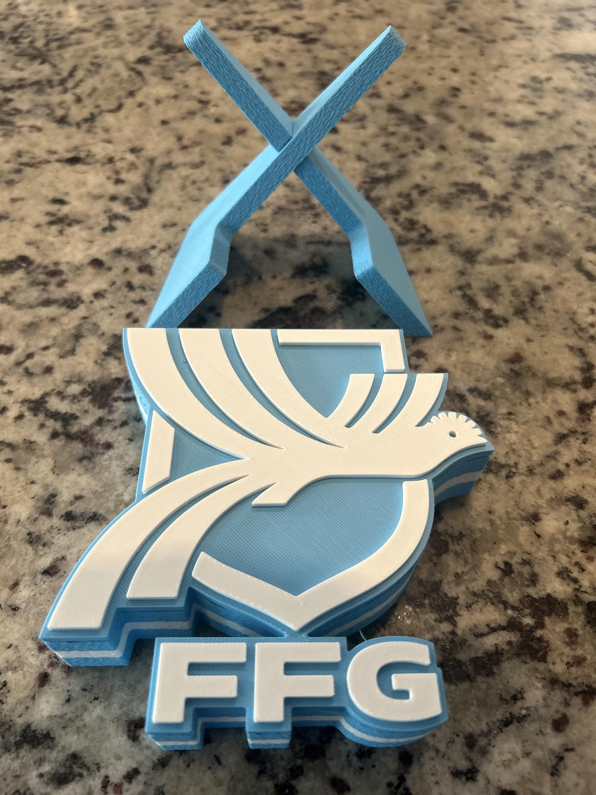 Guatemala Los Chapines FFG 3D printed crest display with stand and hidden stash boxGuatemalan national team soccer fan gift, made in USA