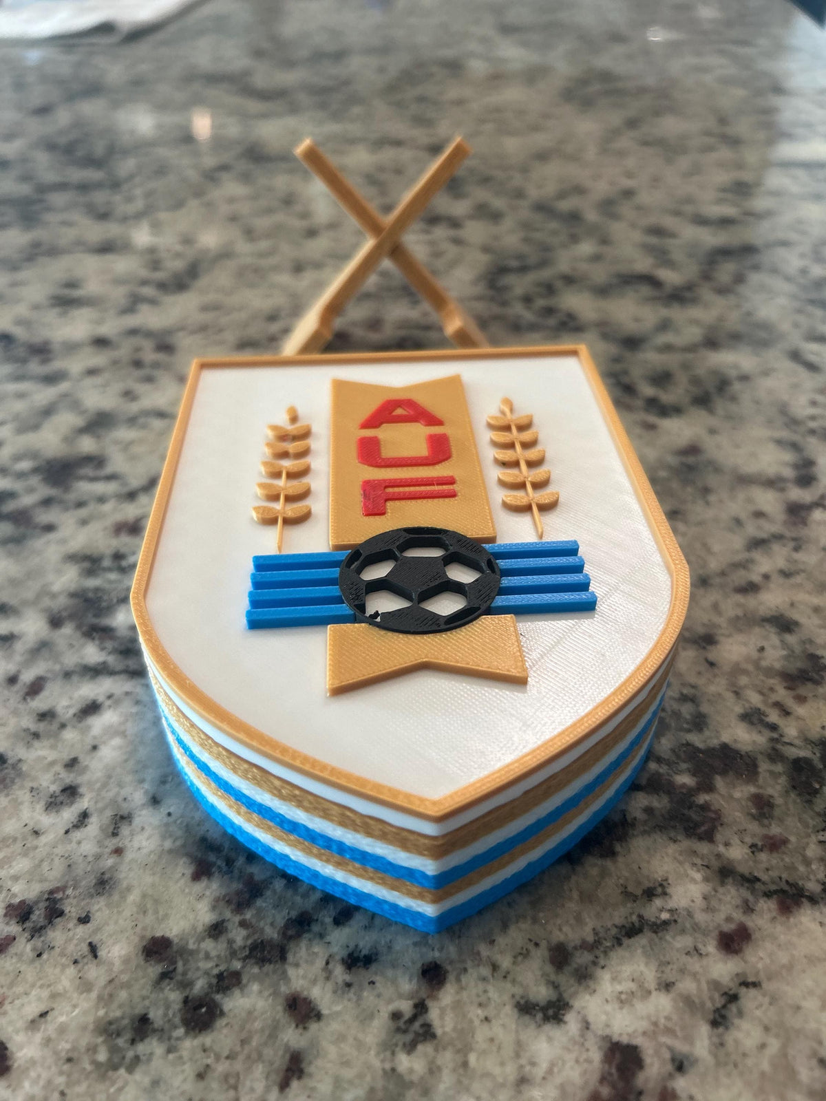 Uruguay 3D Crest Display | AUF La Celeste Soccer Fan Keepsake Box (12.5cm Tall)