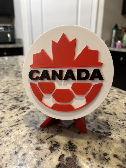 Canada Soccer national team 3D printed maple leaf roundel display with stand and hidden stash box, soccer fan gift World Cup 2026, made in USA