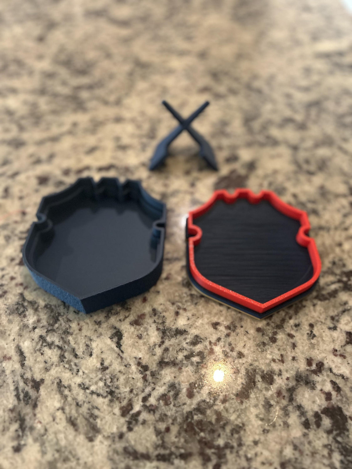 Costa Rica La Sele 3D printed CR crest display with stand and hidden stash box, Ticos soccer fan gift, made in USA