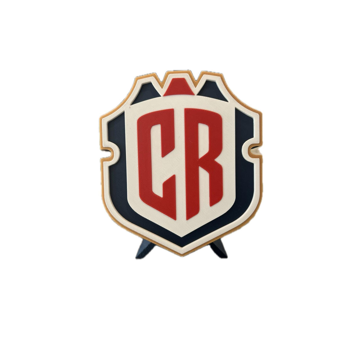 Costa Rica La Sele 3D printed CR crest display with stand and hidden stash box, Ticos soccer fan gift, made in USA