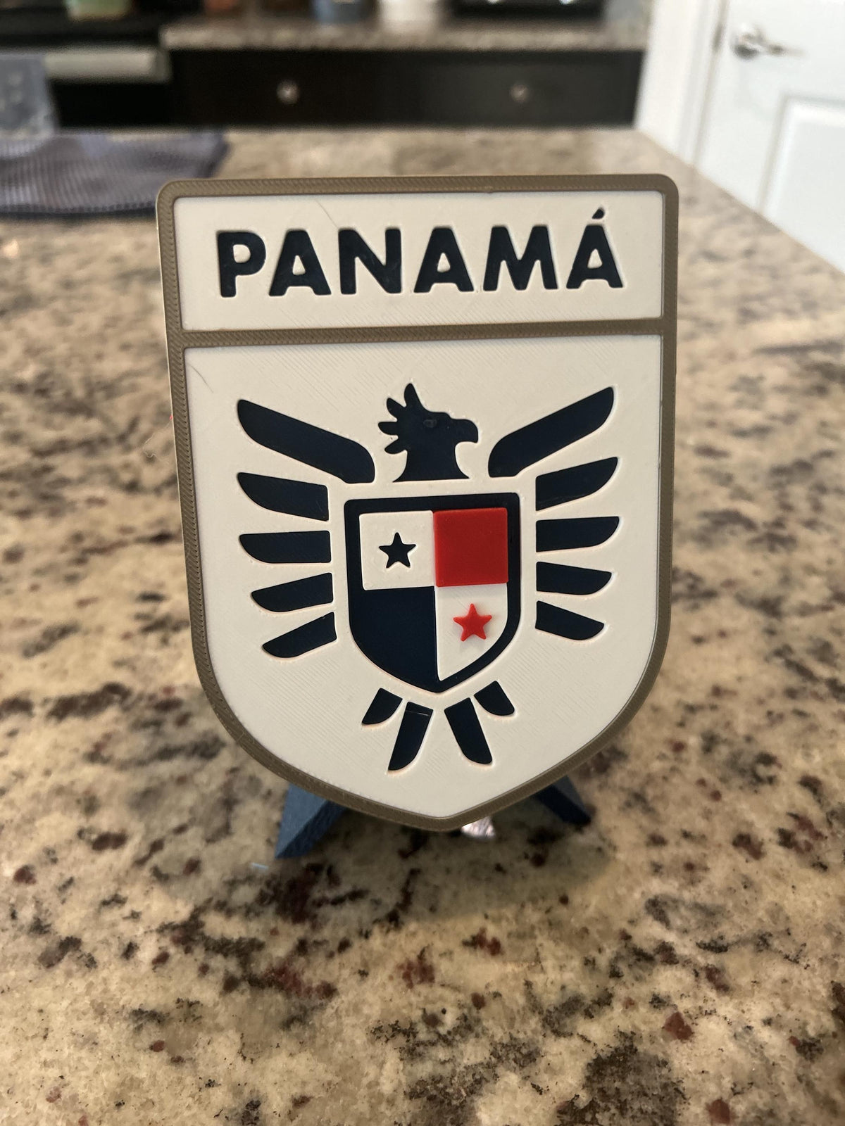 Panama La Marea Roja 3D printed eagle crest display with stand and hidden stash box, Canalero soccer fan gift, made in USA