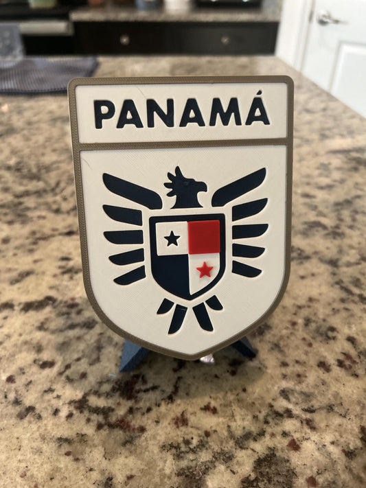 Panama La Marea Roja 3D printed eagle crest display with stand and hidden stash box, Canalero soccer fan gift, made in USA