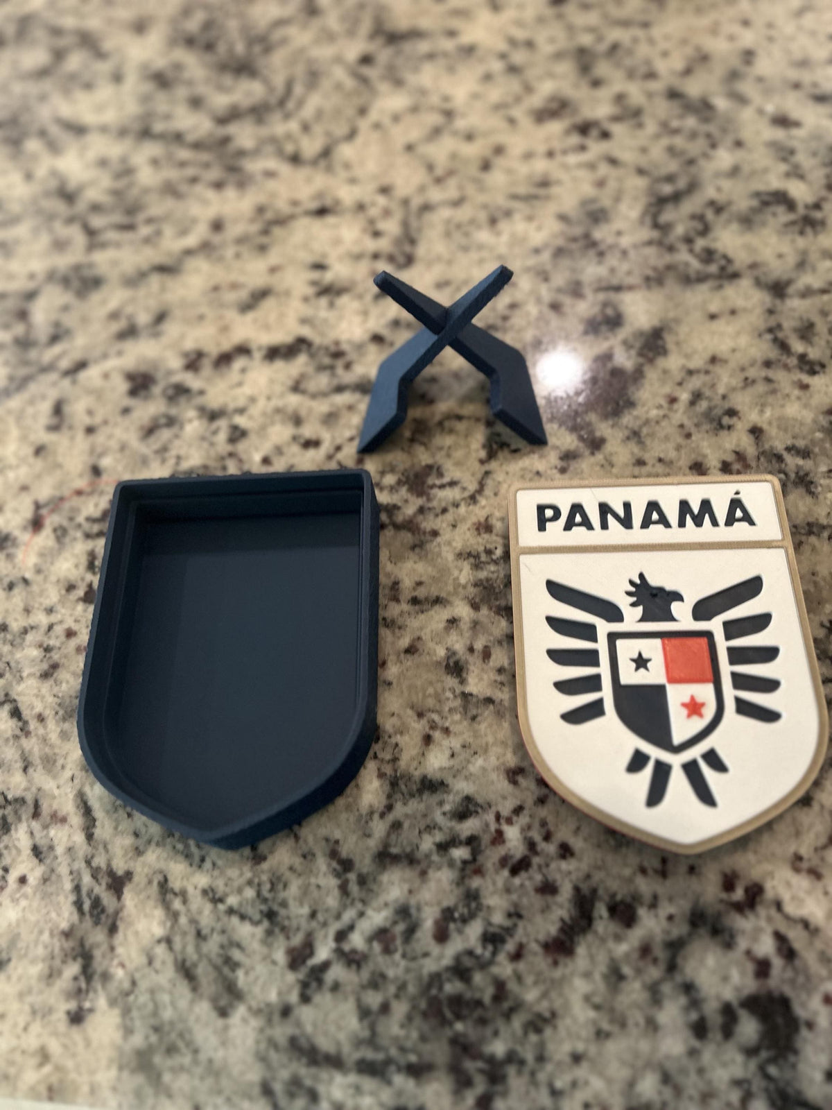 Panama La Marea Roja 3D printed eagle crest display with stand and hidden stash box, Canalero soccer fan gift, made in USA
