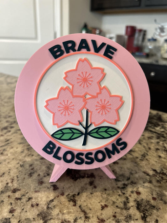 3D Printed Japan Rugby Brave Blossoms Display with Stand — also a jewelry box or desk organizer; 3D printed fan gift, made in USA