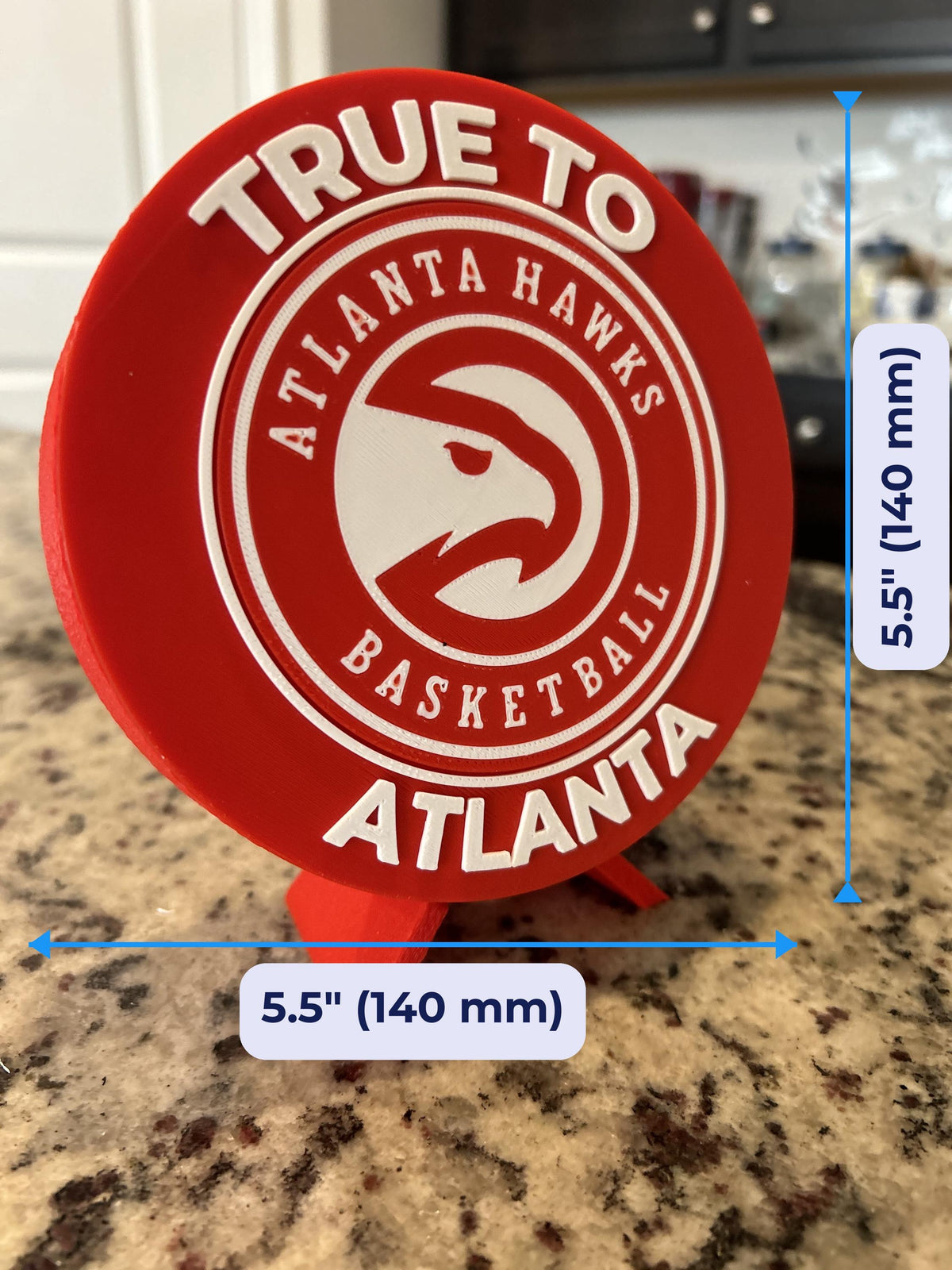 3D Printed Atlanta Hawks Display with Stand — also a jewelry box or desk organizer; 3D printed fan gift, made in USA