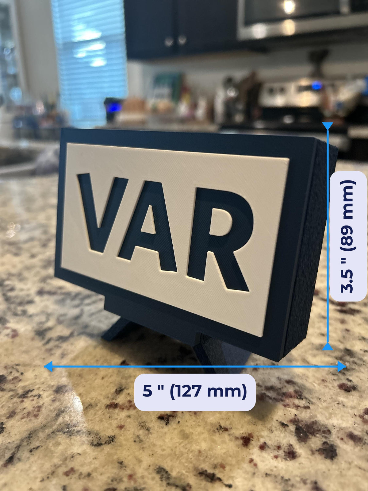 VAR video assistant referee 3D printed sign desk display and hidden stash box, funny soccer fan gift, made in USA