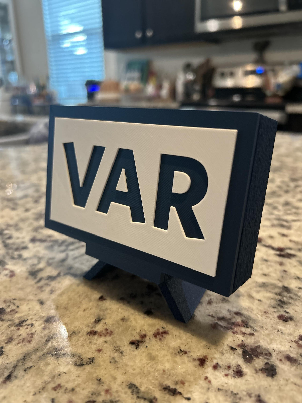 VAR video assistant referee 3D printed sign desk display and hidden stash box, funny soccer fan gift, made in USA
