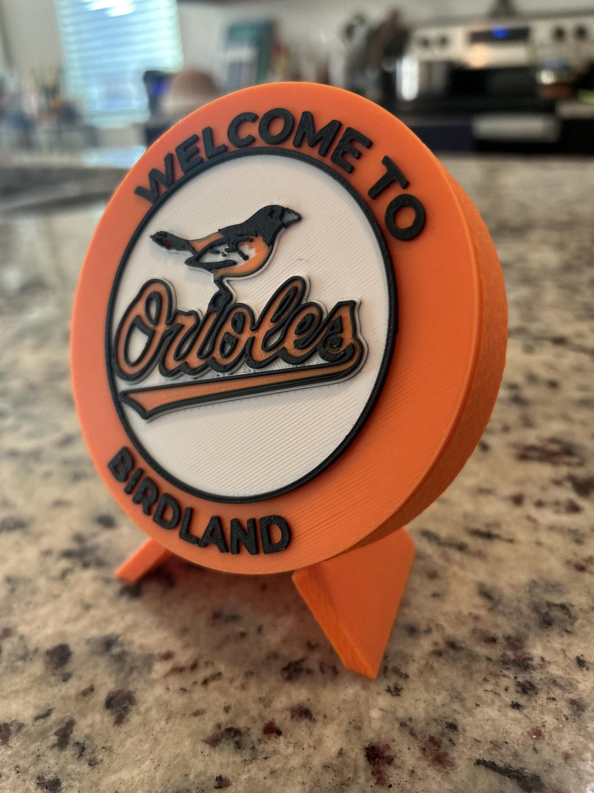 Baltimore Orioles Birdland 3D printed personalized roundel display with stand and hidden stash box, made-to-order MLB baseball fan gift, made in USA