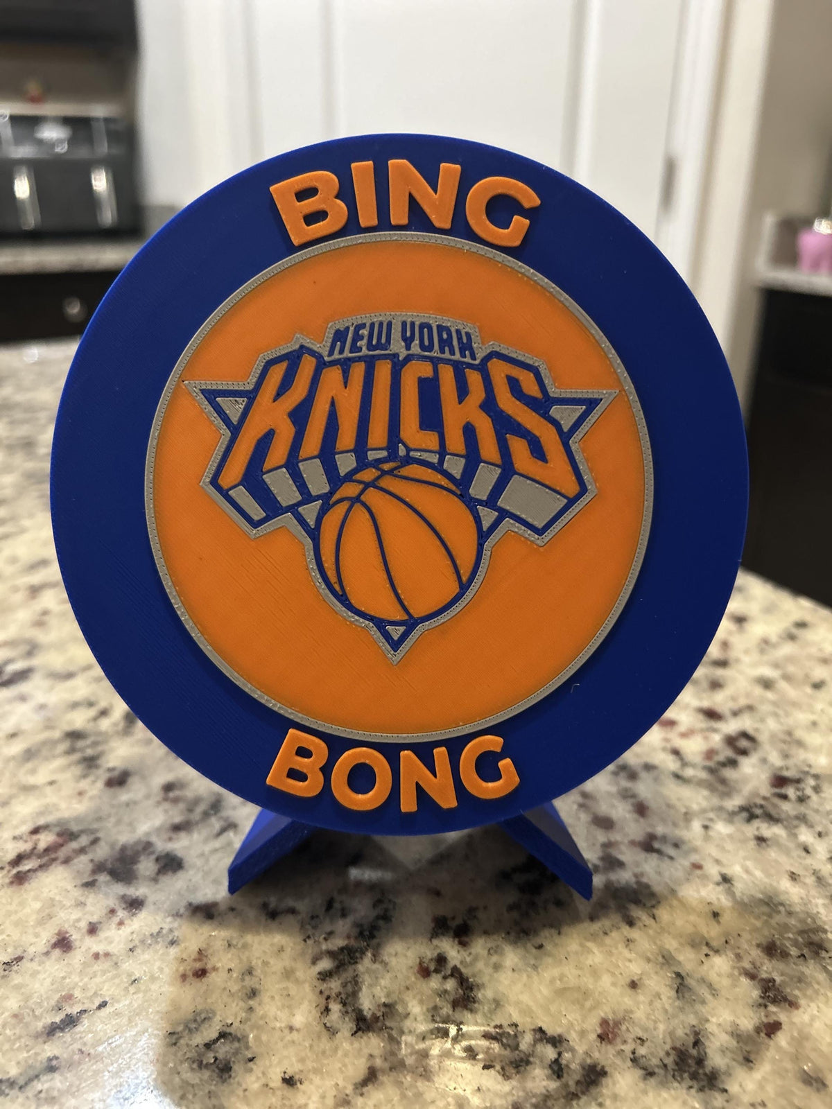 New York Knicks 3D printed display and hidden stash box, roundel or crest, personalized NBA basketball fan gift, made in USA