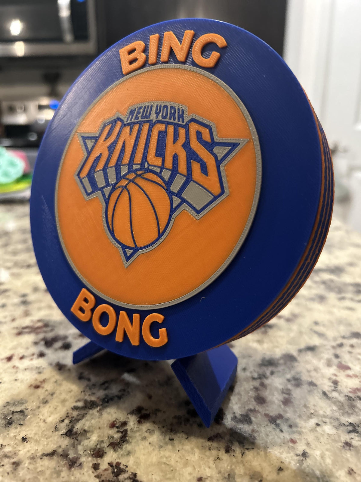 New York Knicks 3D printed display and hidden stash box, roundel or crest, personalized NBA basketball fan gift, made in USA
