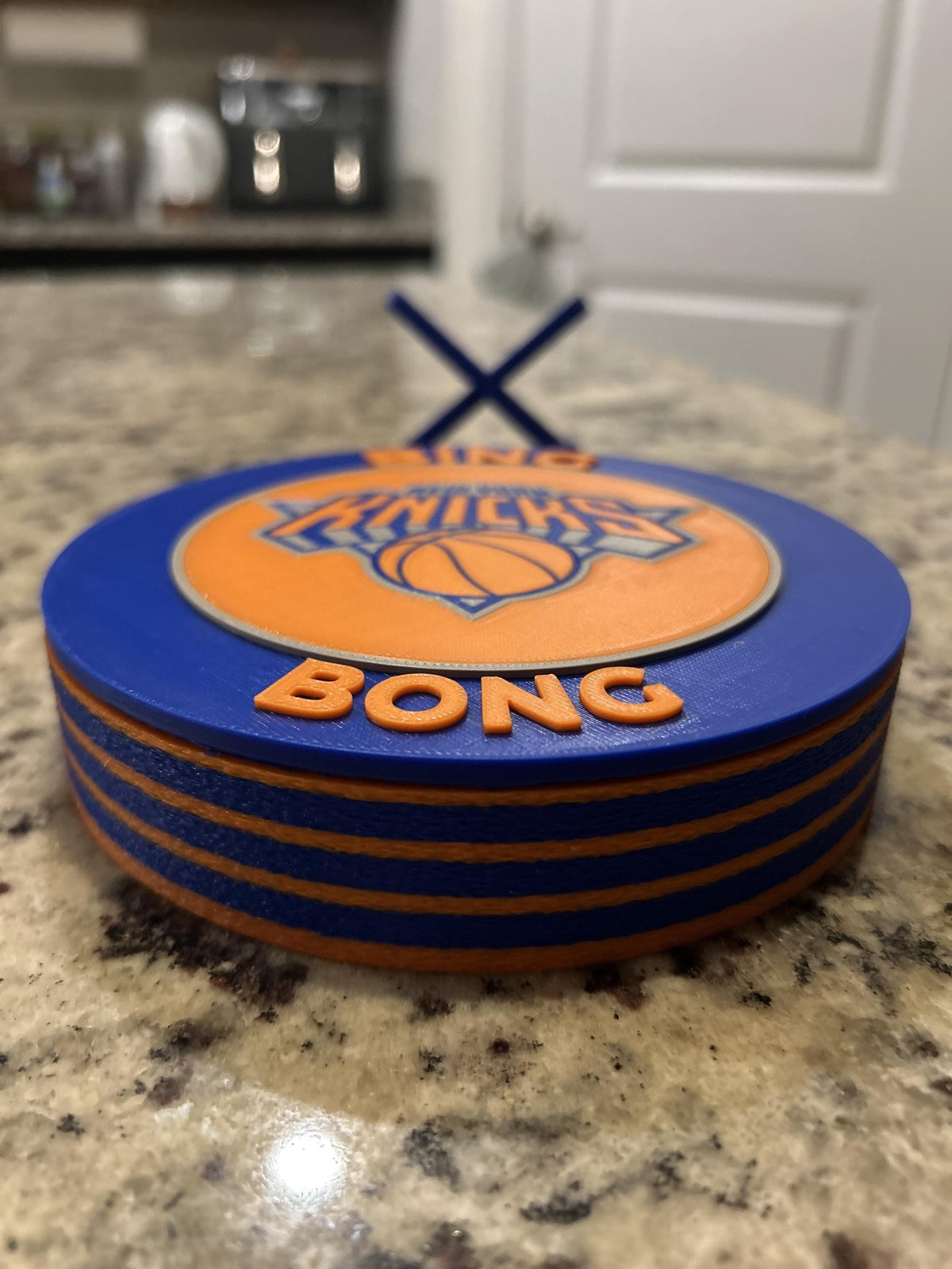 New York Knicks 3D printed display and hidden stash box, roundel or crest, personalized NBA basketball fan gift, made in USA