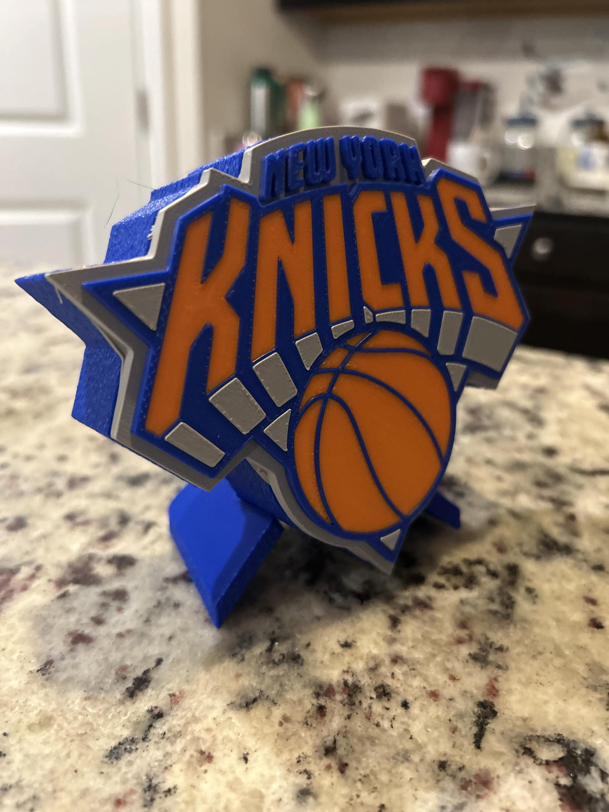 New York Knicks 3D printed display and hidden stash box, roundel or crest, personalized NBA basketball fan gift, made in USA
