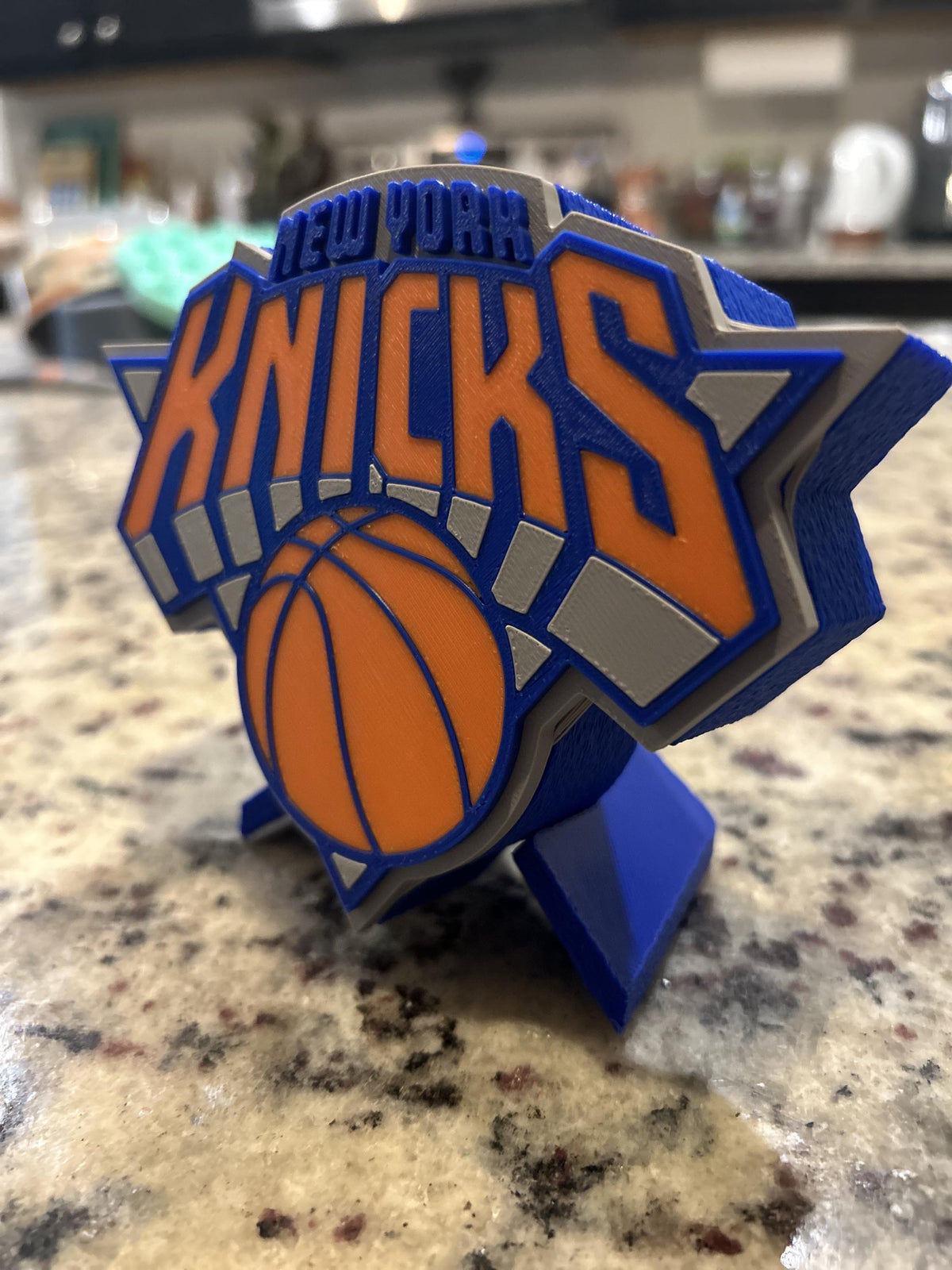 New York Knicks 3D printed display and hidden stash box, roundel or crest, personalized NBA basketball fan gift, made in USA