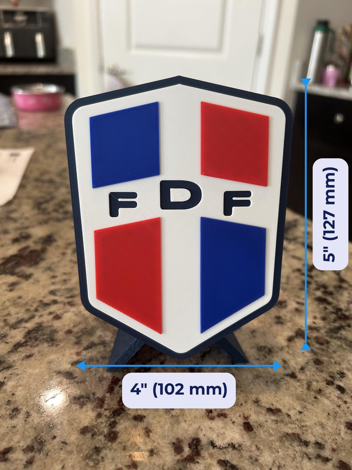 Dominican Republic FDF 3D printed crest display with stand and hidden stash box, Dominican national team soccer fan gift, made in USA