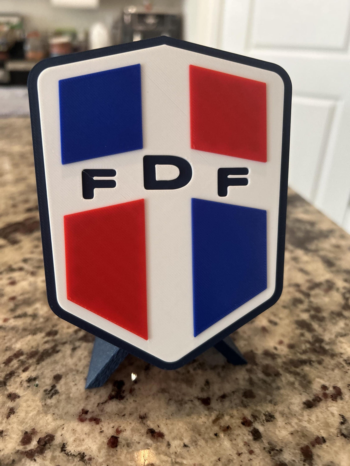 Dominican Republic FDF 3D printed crest display with stand and hidden stash box, Dominican national team soccer fan gift, made in USA