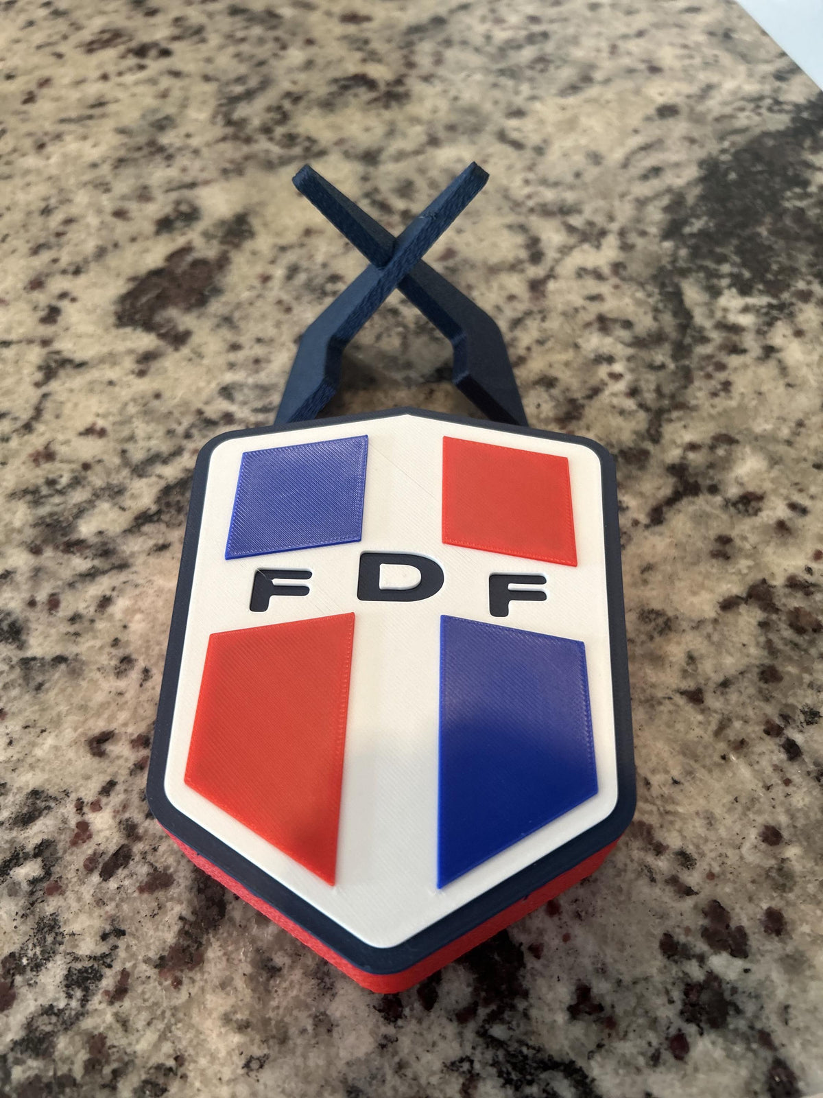 Dominican Republic FDF 3D printed crest display with stand and hidden stash box, Dominican national team soccer fan gift, made in USA