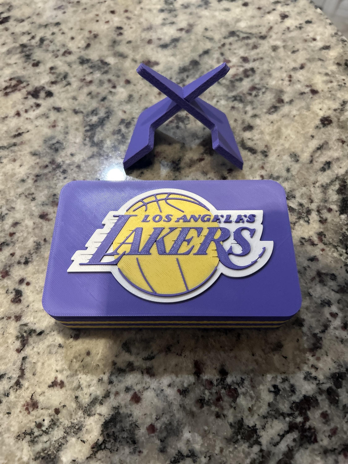 Los Angeles Lakers 3D printed plaque display with stand and hidden stash box, NBA basketball fan gift, made in USA