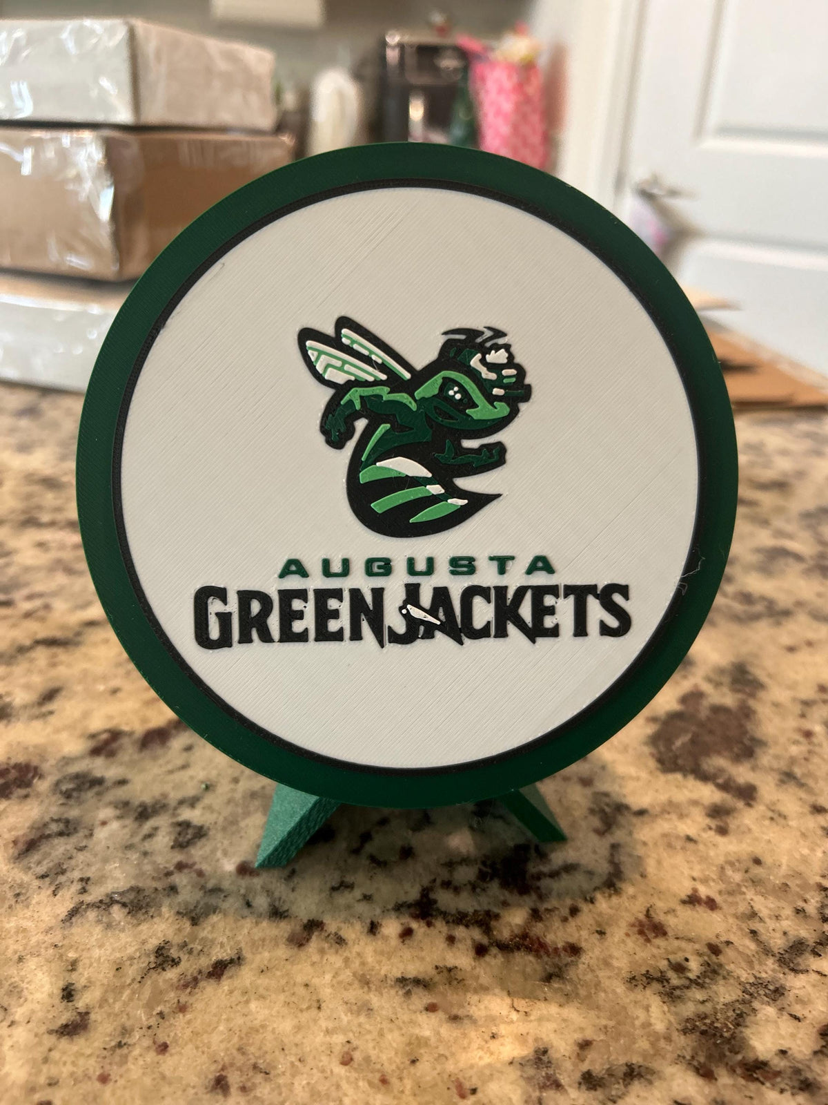 Augusta GreenJackets 3D Printed Crest Display | GreenJackets Baseball Fan Decor & Keepsake Stash Box | Made in USA Gift