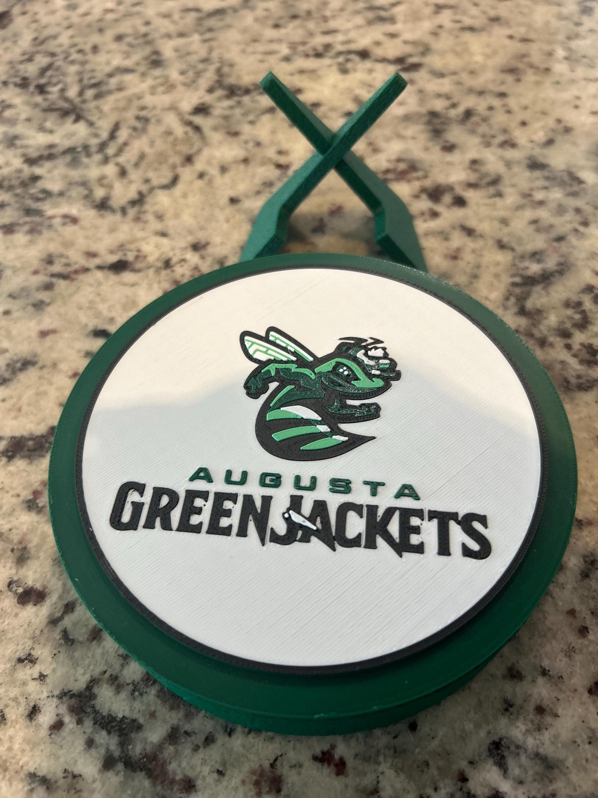 Augusta GreenJackets 3D Printed Crest Display | GreenJackets Baseball Fan Decor & Keepsake Stash Box | Made in USA Gift