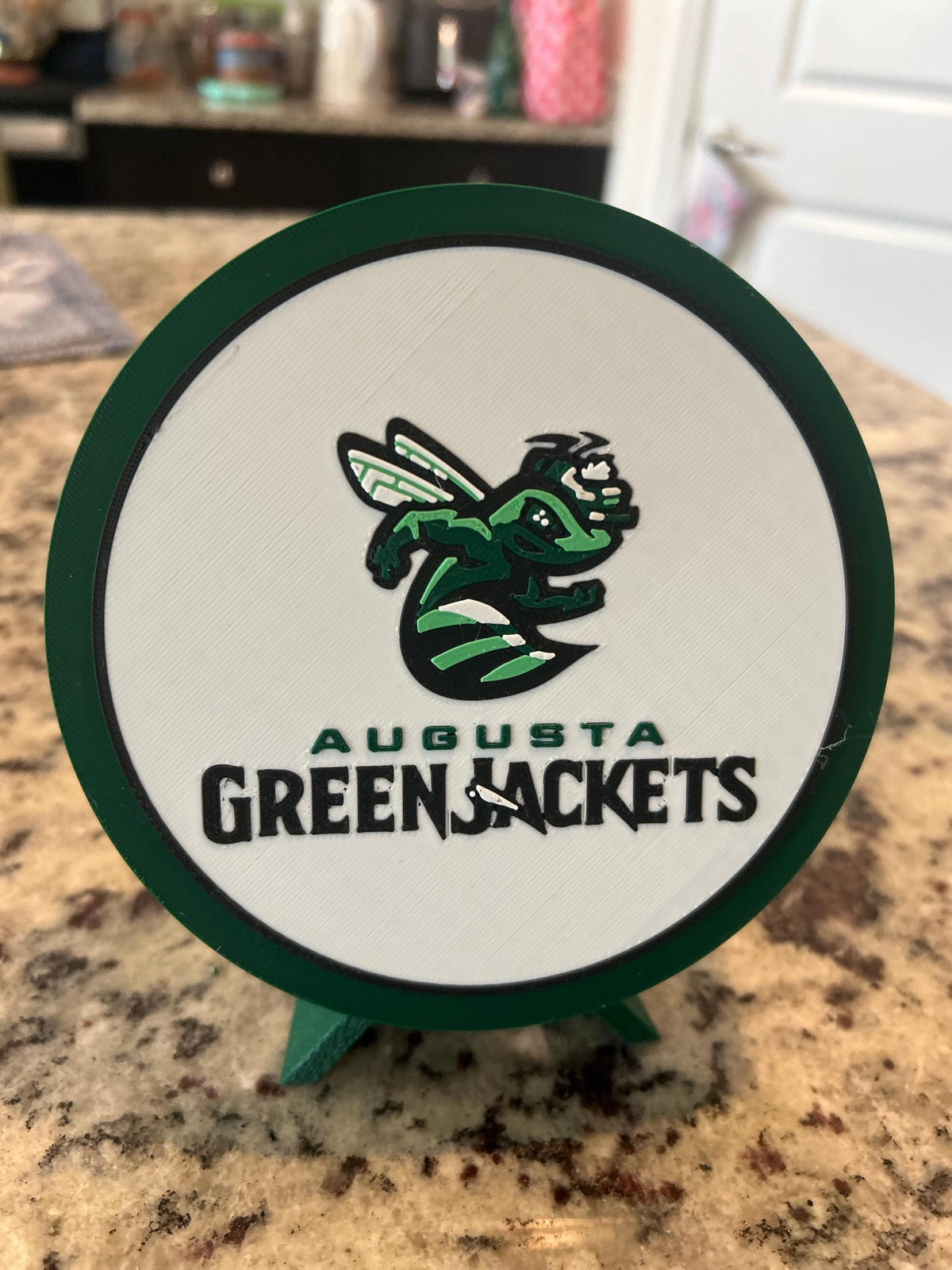 Augusta GreenJackets 3D Printed Crest Display | GreenJackets Baseball Fan Decor & Keepsake Stash Box | Made in USA Gift