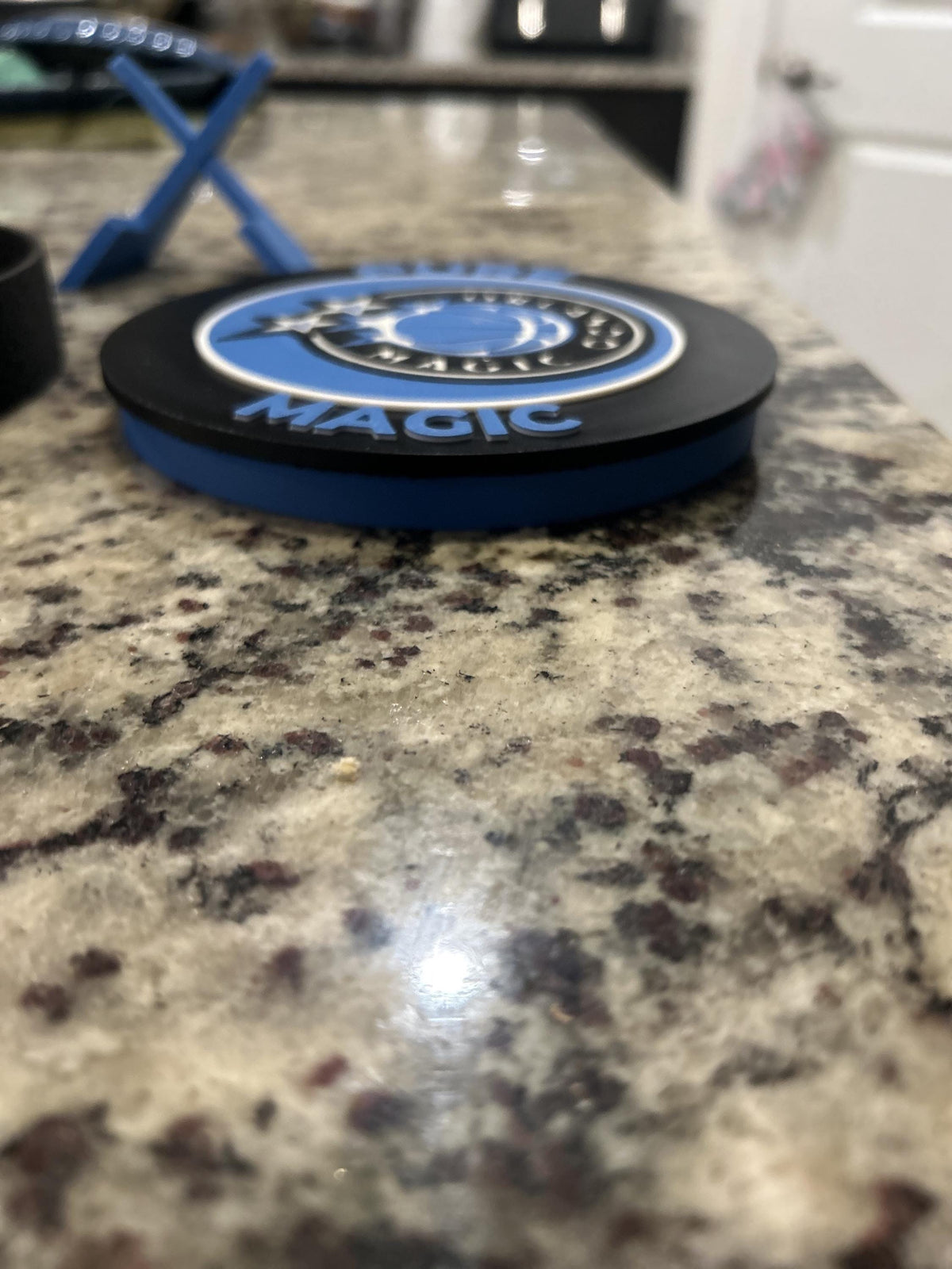 Orlando Magic 3D printed roundel and star crest display with stand and hidden stash box, personalized NBA fan gift, made in USA