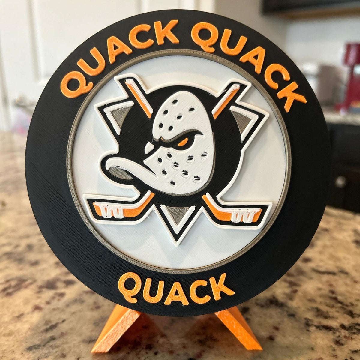 Anaheim Ducks Mighty Ducks 3D printed roundel display with stand and hidden stash box, NHL hockey fan gift, made in USA