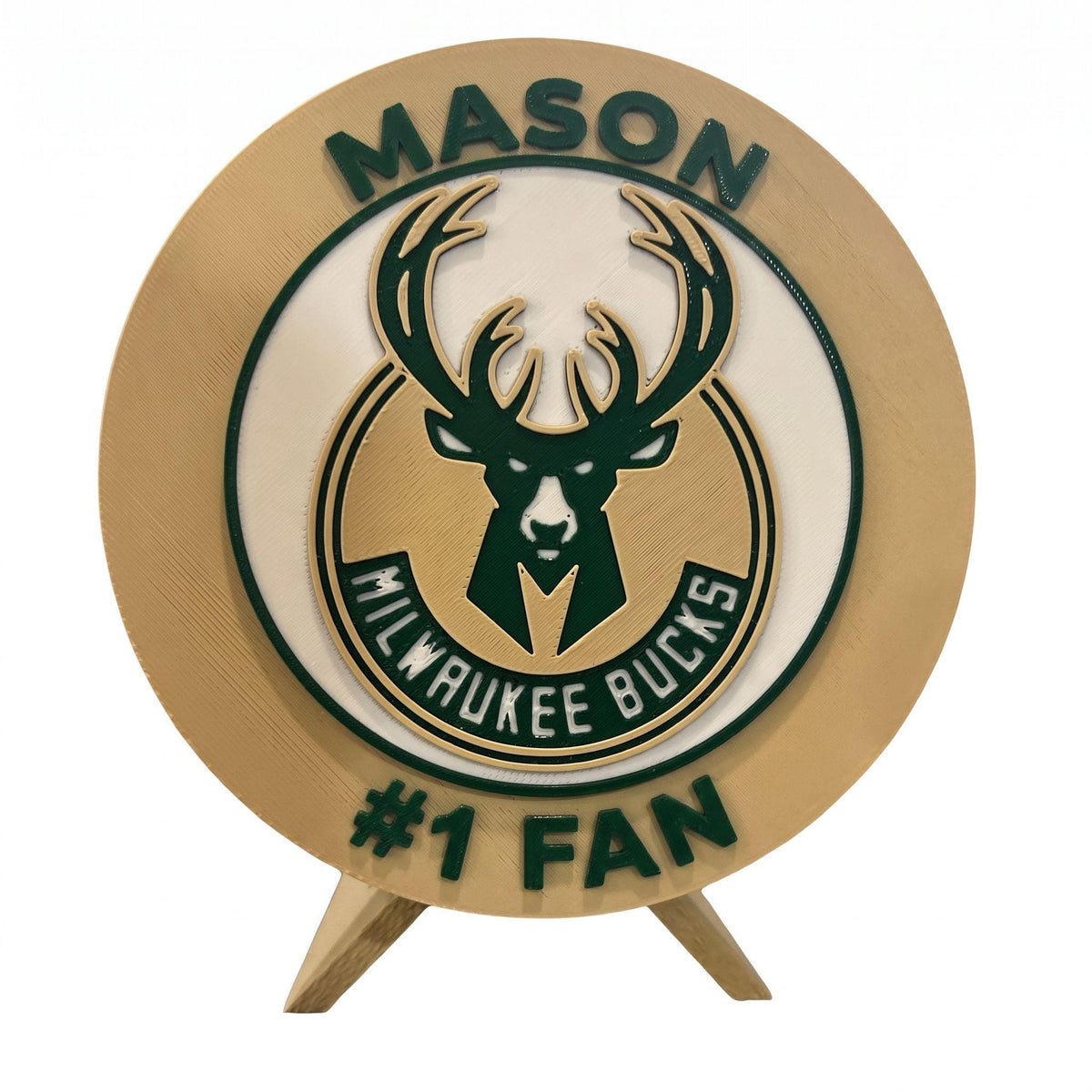 3D Printed Milwaukee Bucks Personalized Roundel Display & Stash Box with stand; 3D printed fan gift, made in USA