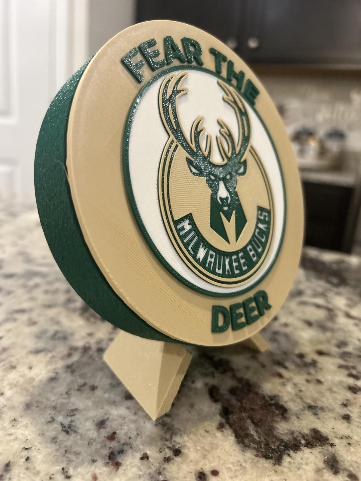 3D Printed Milwaukee Bucks Personalized Roundel Display & Stash Box with stand; 3D printed fan gift, made in USA