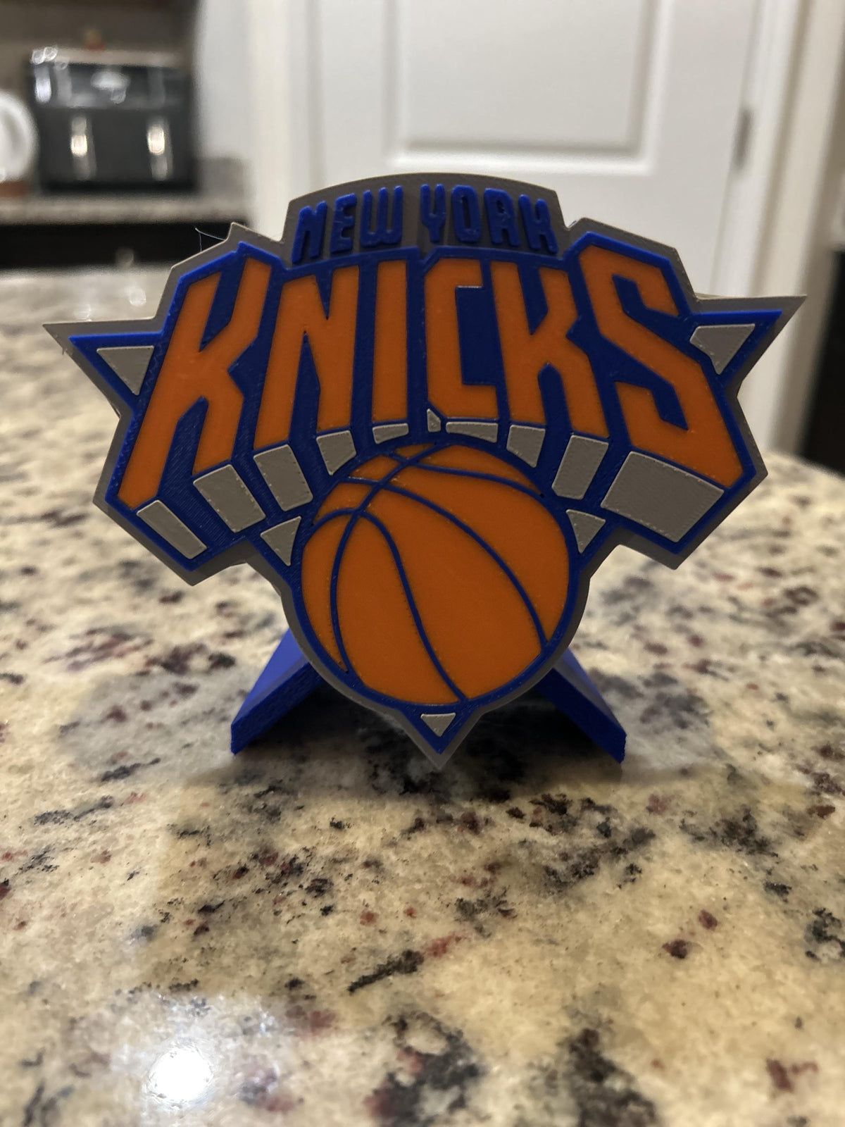 New York Knicks 3D printed display and hidden stash box, roundel or crest, personalized NBA basketball fan gift, made in USA