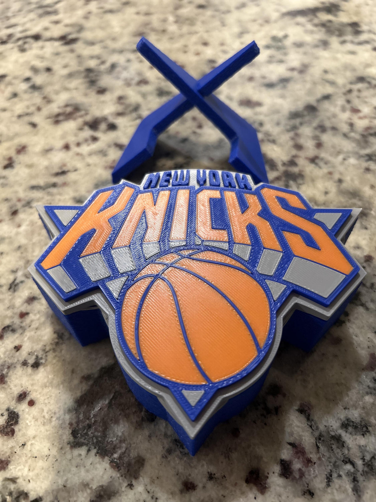 New York Knicks 3D printed display and hidden stash box, roundel or crest, personalized NBA basketball fan gift, made in USA