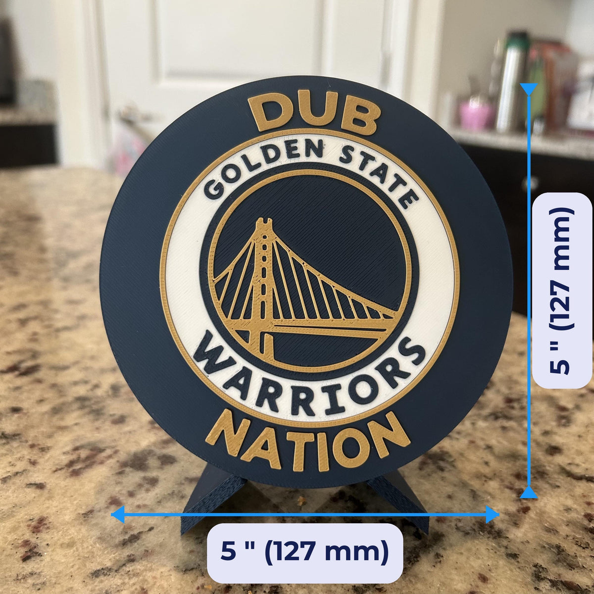 3D Printed Golden State Warriors Personalized Roundel & Stash Box with stand; 3D printed fan gift, made in USA