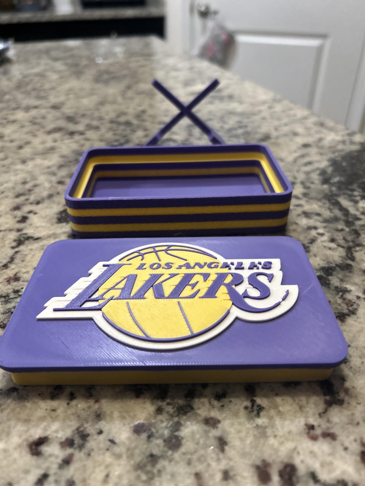 Los Angeles Lakers 3D printed plaque display with stand and hidden stash box, NBA basketball fan gift, made in USA