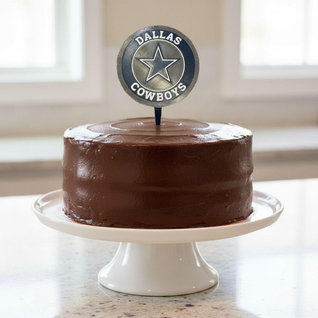 Dallas Cowboys 3D printed cake topper and cupcake toppers, food-grade PETG star disc, NFL football birthday party decor, made in USA