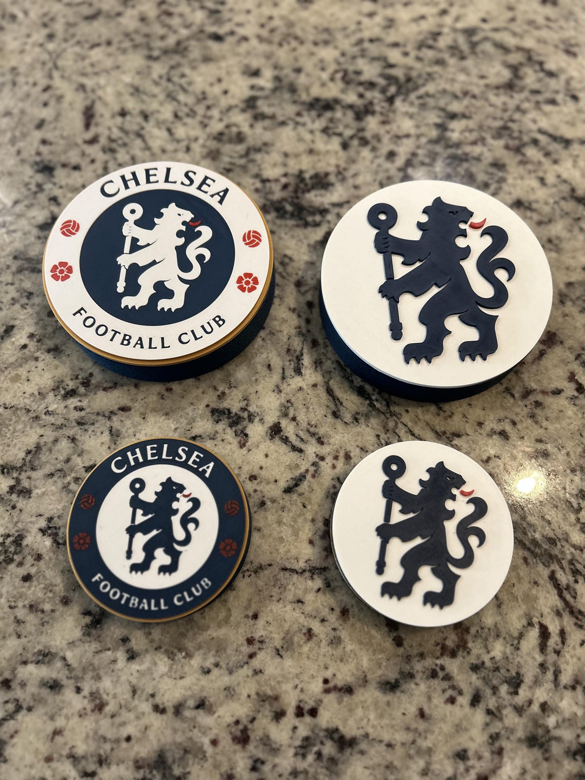 3D Printed Chelsea FC Crest & Lion Roundel Display + Stash Box with stand; 3D printed fan gift, made in USA