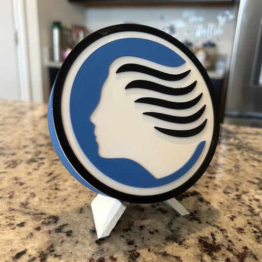 3D Printed Atalanta Crest Display with Stand; 3D printed fan gift, made in USA
