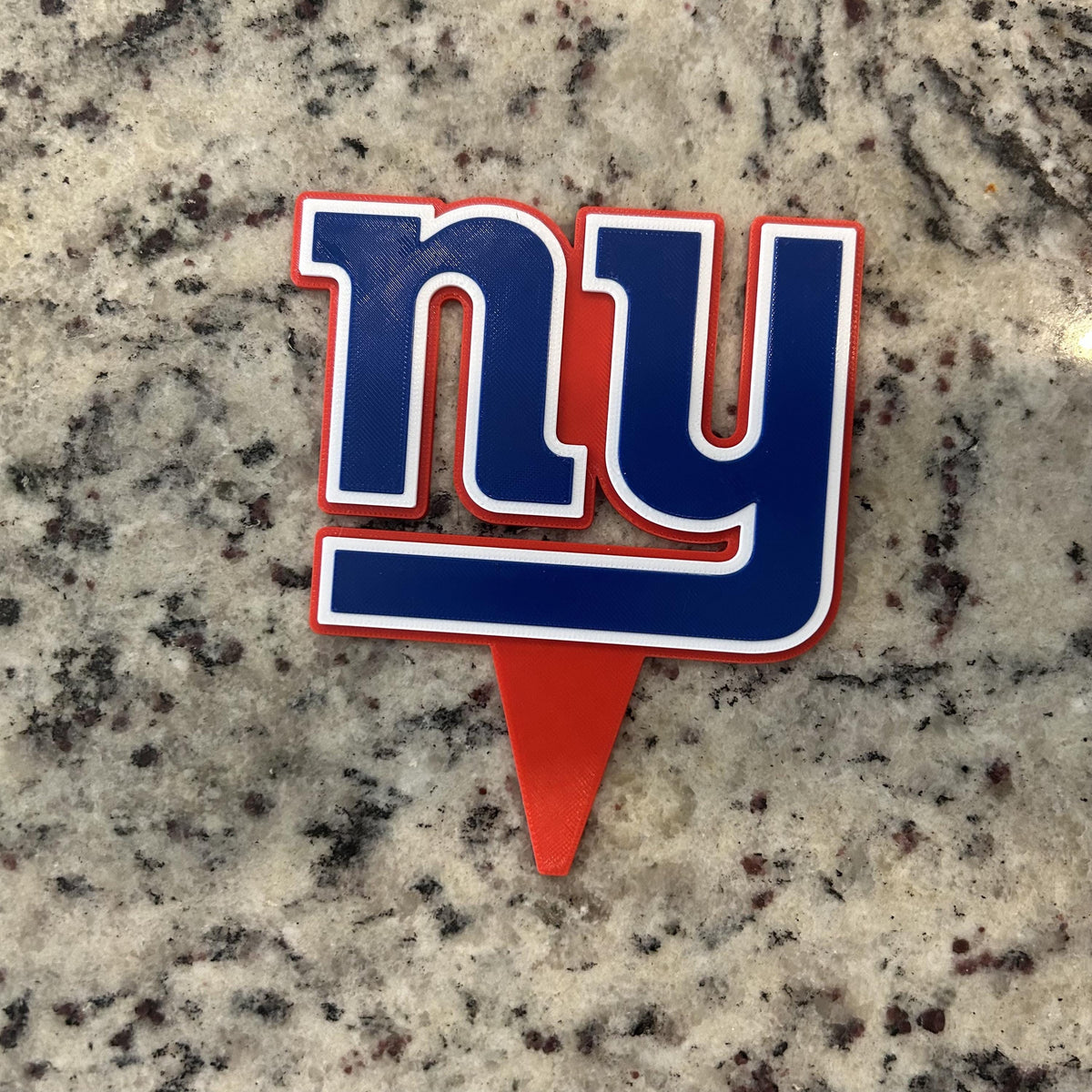 New York Giants 3D printed cake topper and cupcake toppers, food-grade PETG ny logo, NFL football birthday party decor, made in USA