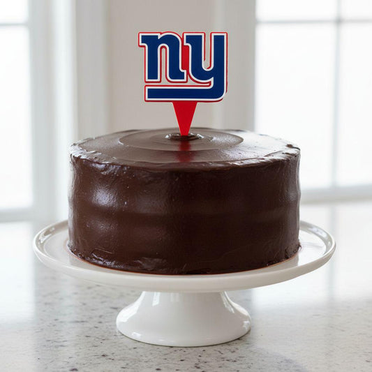 New York Giants 3D printed cake topper and cupcake toppers, food-grade PETG ny logo, NFL football birthday party decor, made in USA