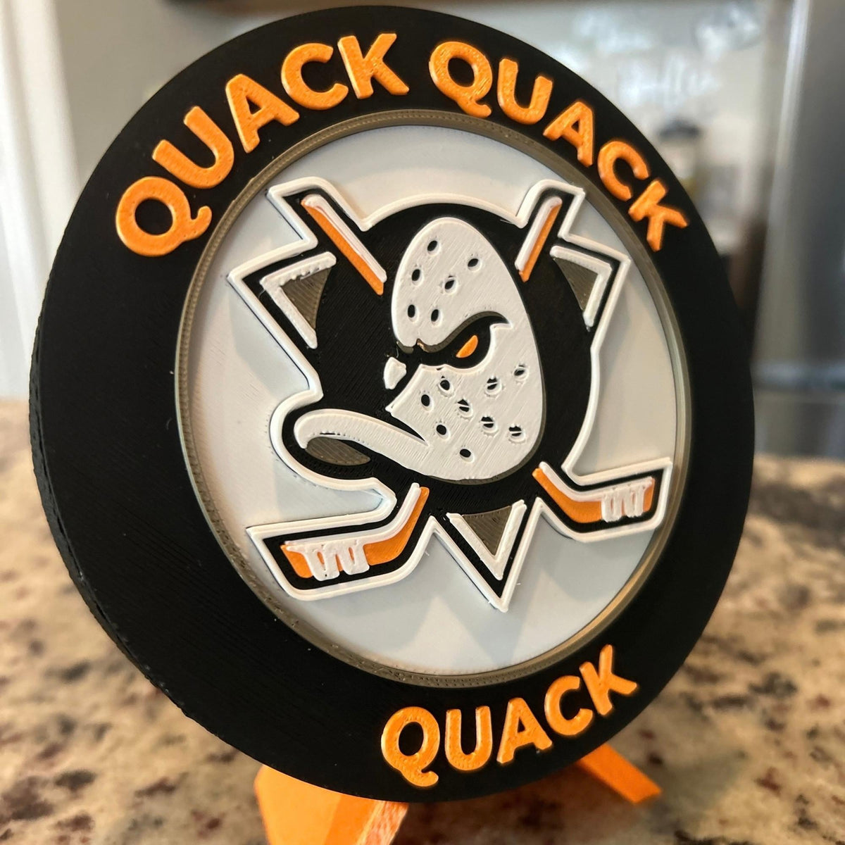 Anaheim Ducks Mighty Ducks 3D printed roundel display with stand and hidden stash box, NHL hockey fan gift, made in USA