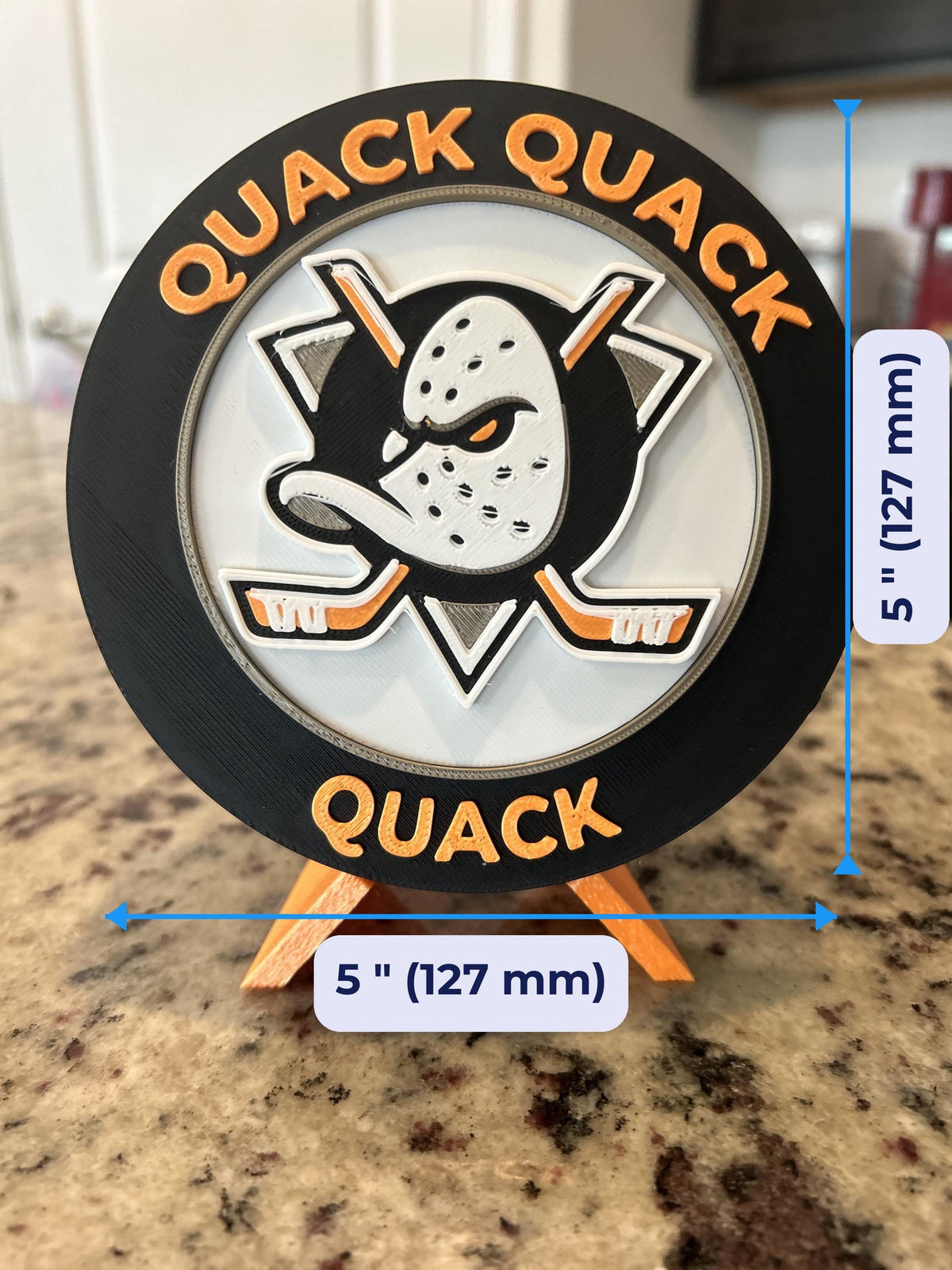 Anaheim Ducks Mighty Ducks 3D printed roundel display with stand and hidden stash box, NHL hockey fan gift, made in USA