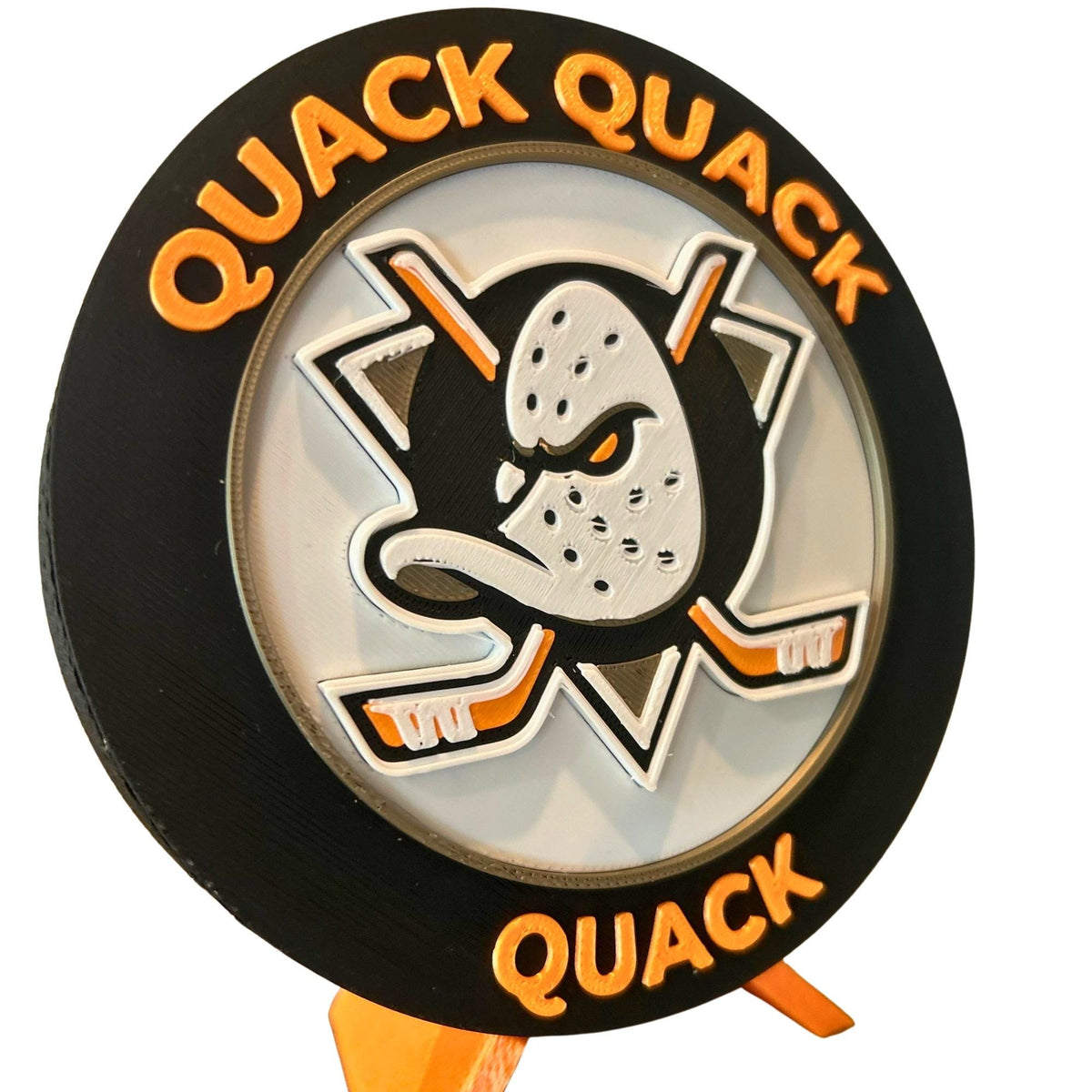 Anaheim Ducks Mighty Ducks 3D printed roundel display with stand and hidden stash box, NHL hockey fan gift, made in USA