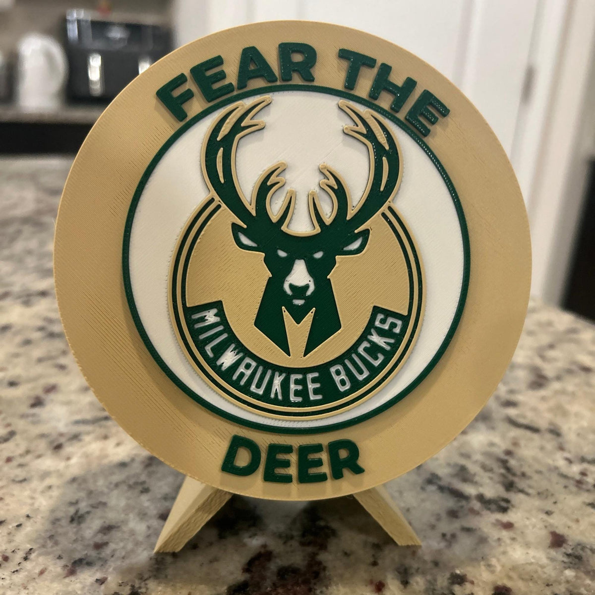 3D Printed Milwaukee Bucks Personalized Roundel Display & Stash Box with stand; 3D printed fan gift, made in USA