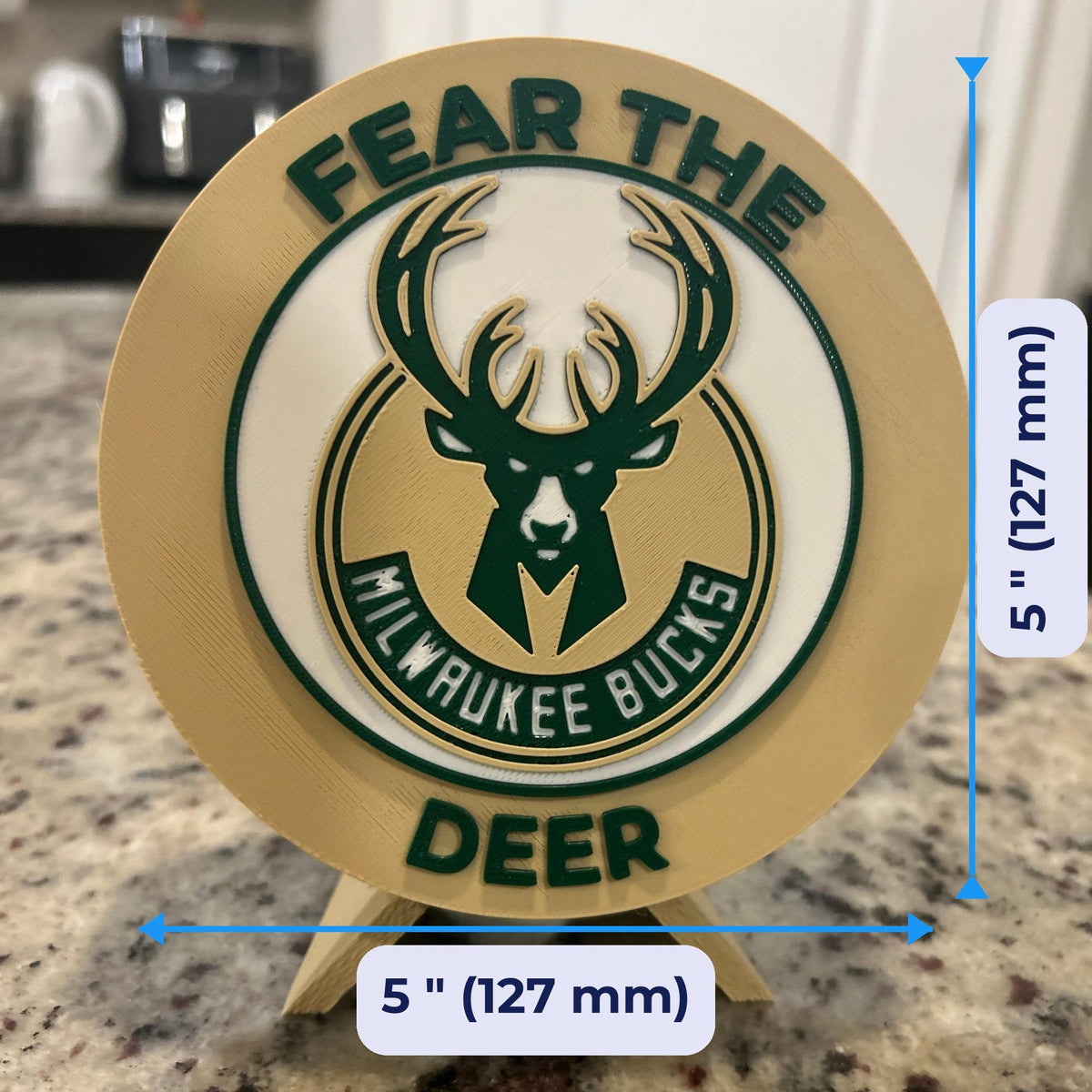 3D Printed Milwaukee Bucks Personalized Roundel Display & Stash Box with stand; 3D printed fan gift, made in USA