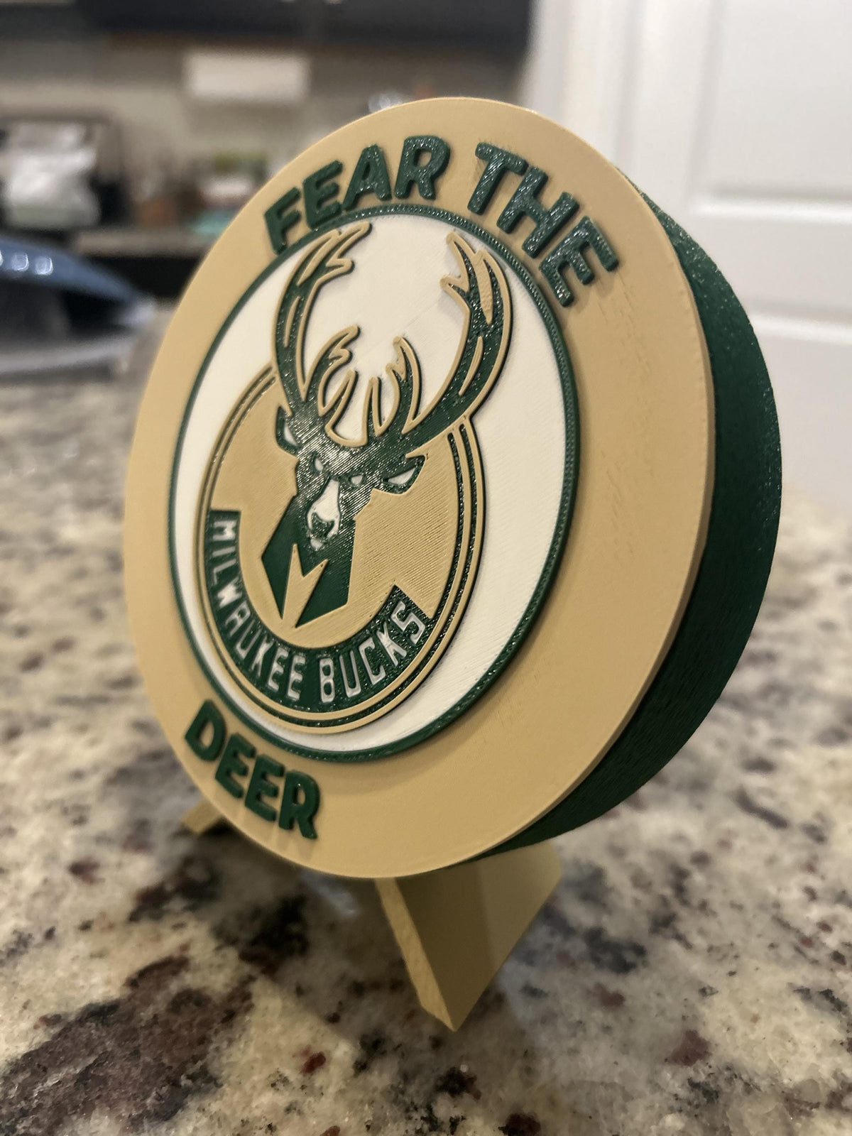 3D Printed Milwaukee Bucks Personalized Roundel Display & Stash Box with stand; 3D printed fan gift, made in USA