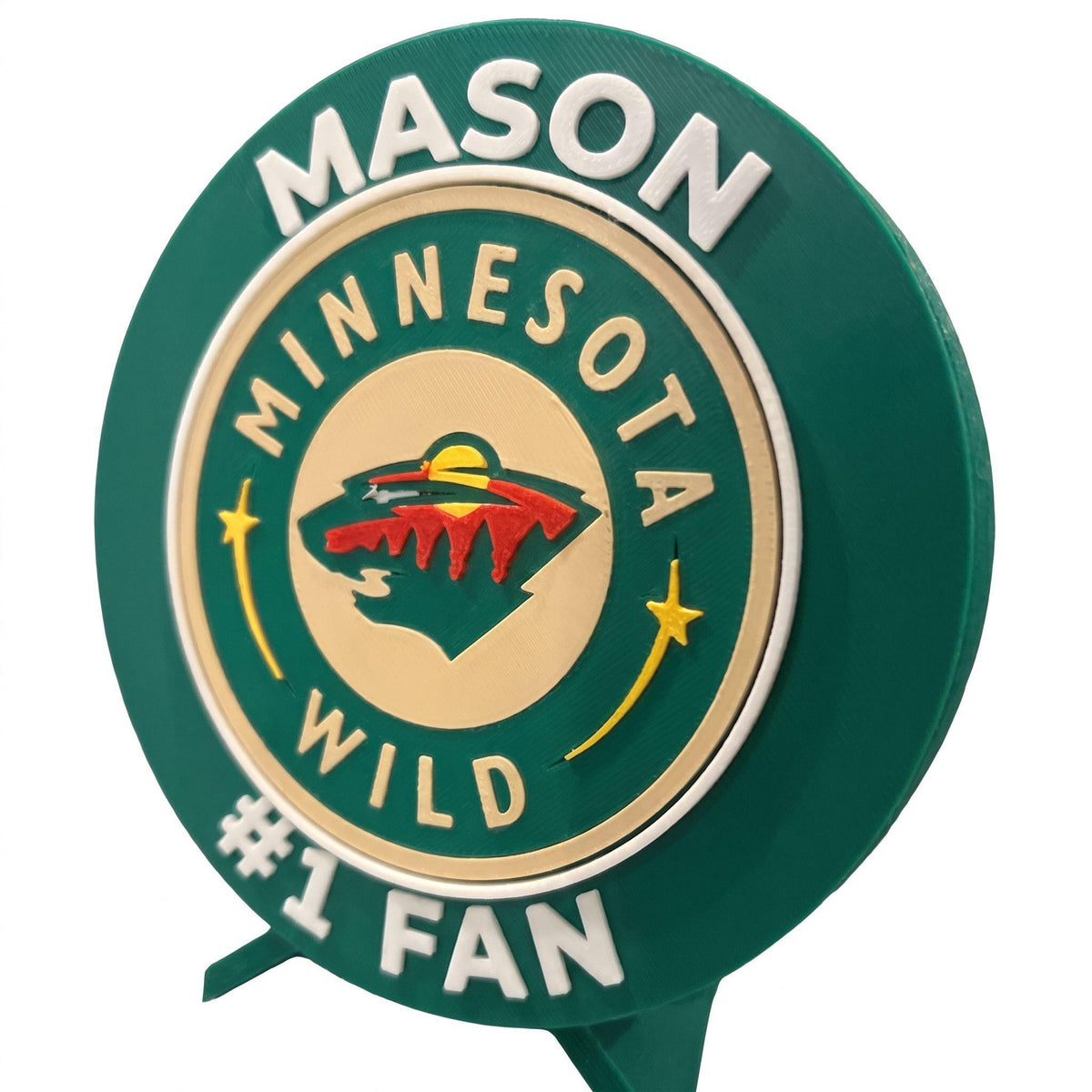 3D Printed Minnesota Wild Personalized Roundel Display & Stash Box with stand; 3D printed fan gift, made in USA