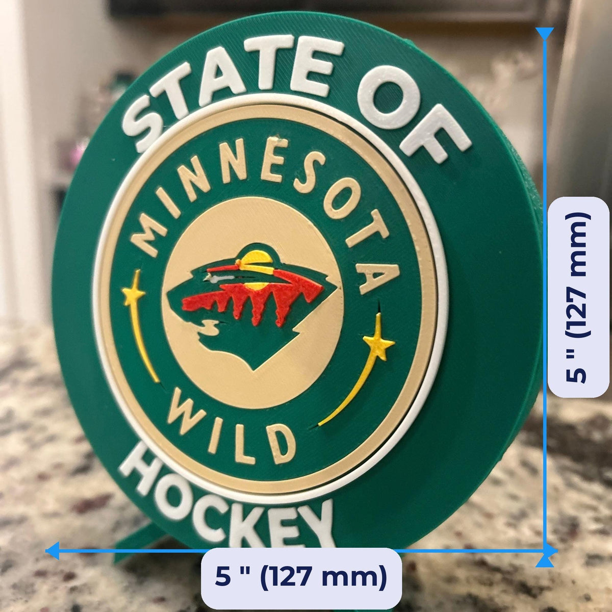 3D Printed Minnesota Wild Personalized Roundel Display & Stash Box with stand; 3D printed fan gift, made in USA
