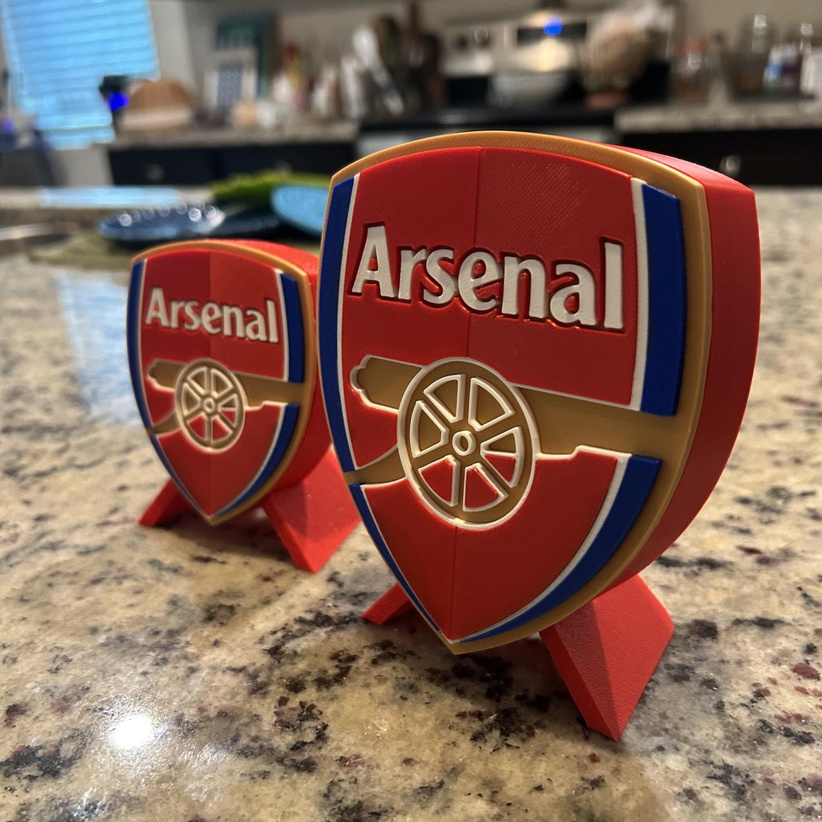 3D Printed Arsenal Crest Display with Stand; 3D printed fan gift, made in USA
