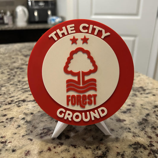 Nottingham Forest Personalized Roundel Display & Stash Box with stand; 3D printed fan gift, made in USA