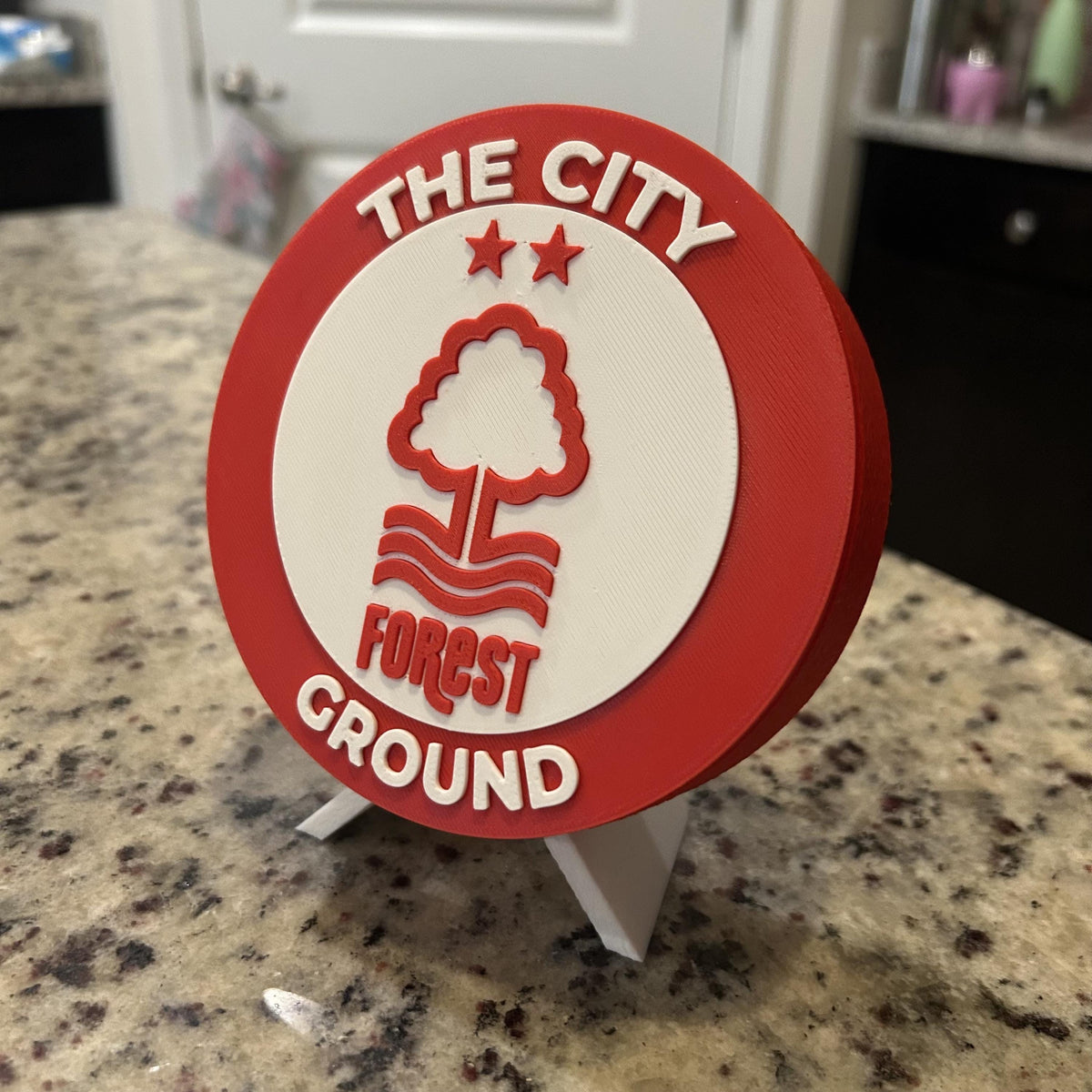 Nottingham Forest Personalized Roundel Display & Stash Box with stand; 3D printed fan gift, made in USA