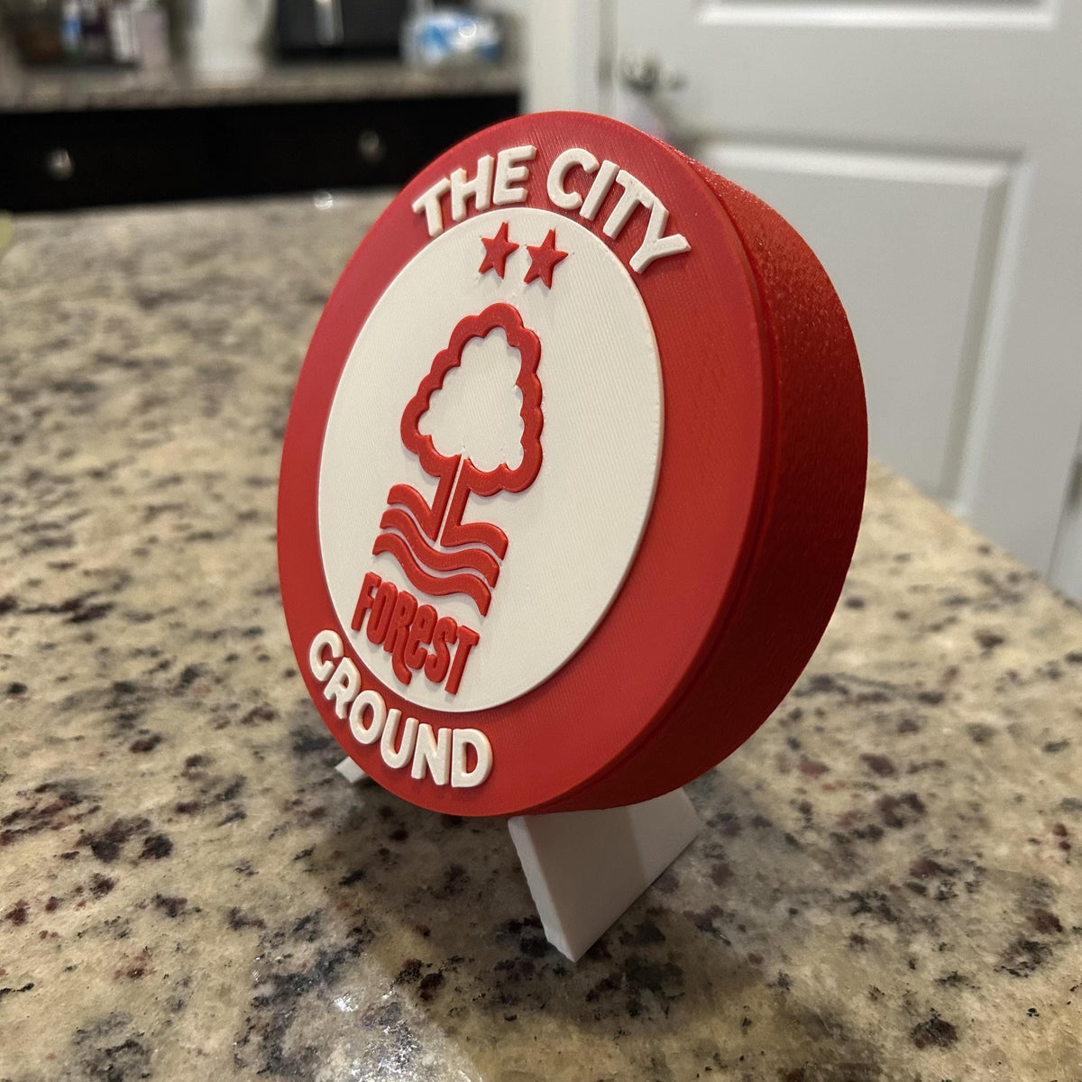 Nottingham Forest Personalized Roundel Display & Stash Box with stand; 3D printed fan gift, made in USA